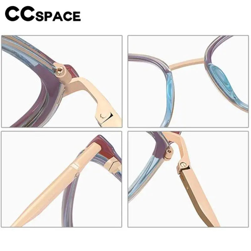 CCspace Women's Full Rim Square TR90 Titanium Eyeglasses 56863 - Lightweight & Durable Glasses for Work, Reading & Fashion