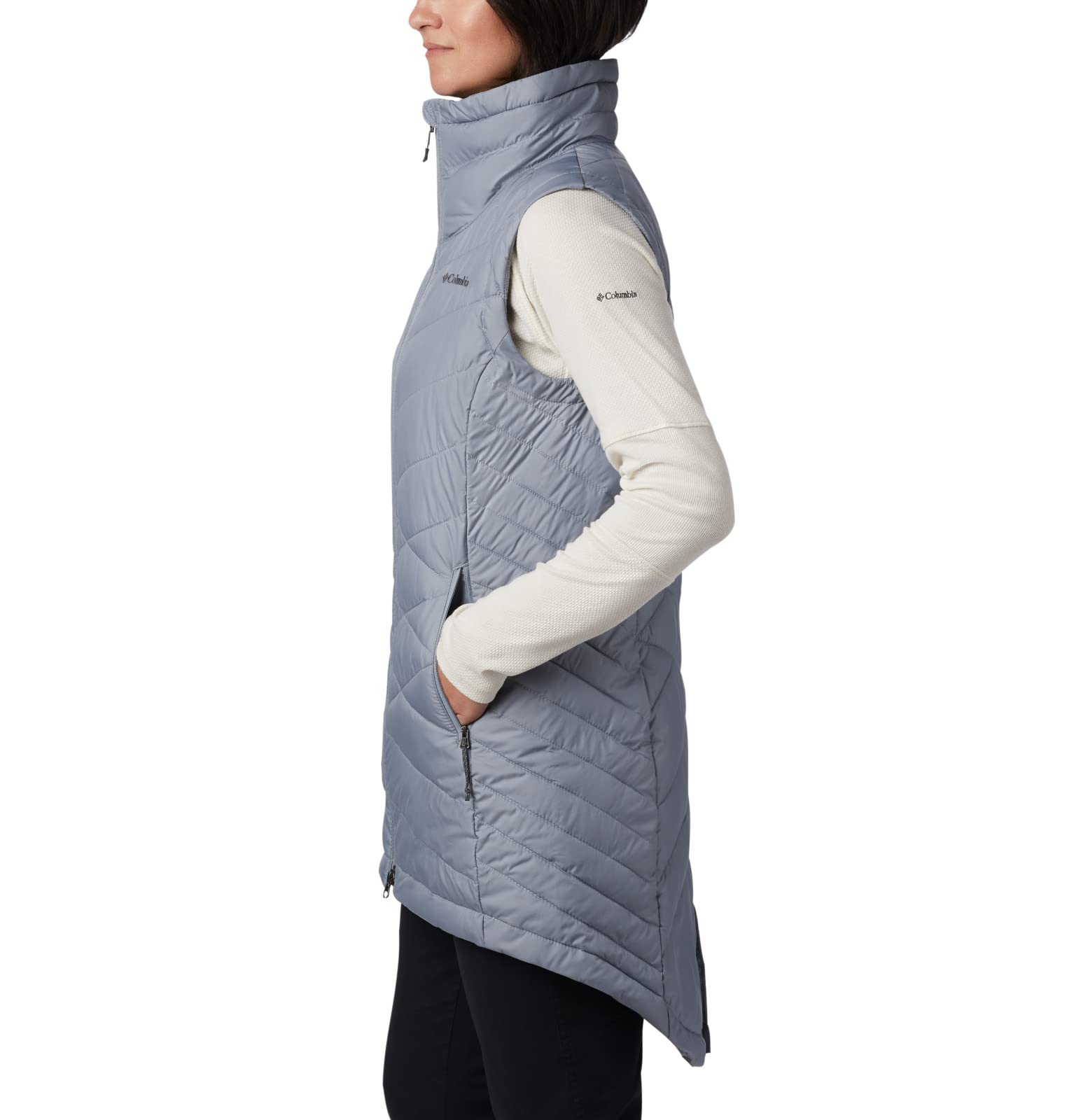 Columbia Women's Heavenly Long Vest - Lightweight Water-Resistant Down Puffer Vest for Outdoor Hiking, Running & Winter Layering