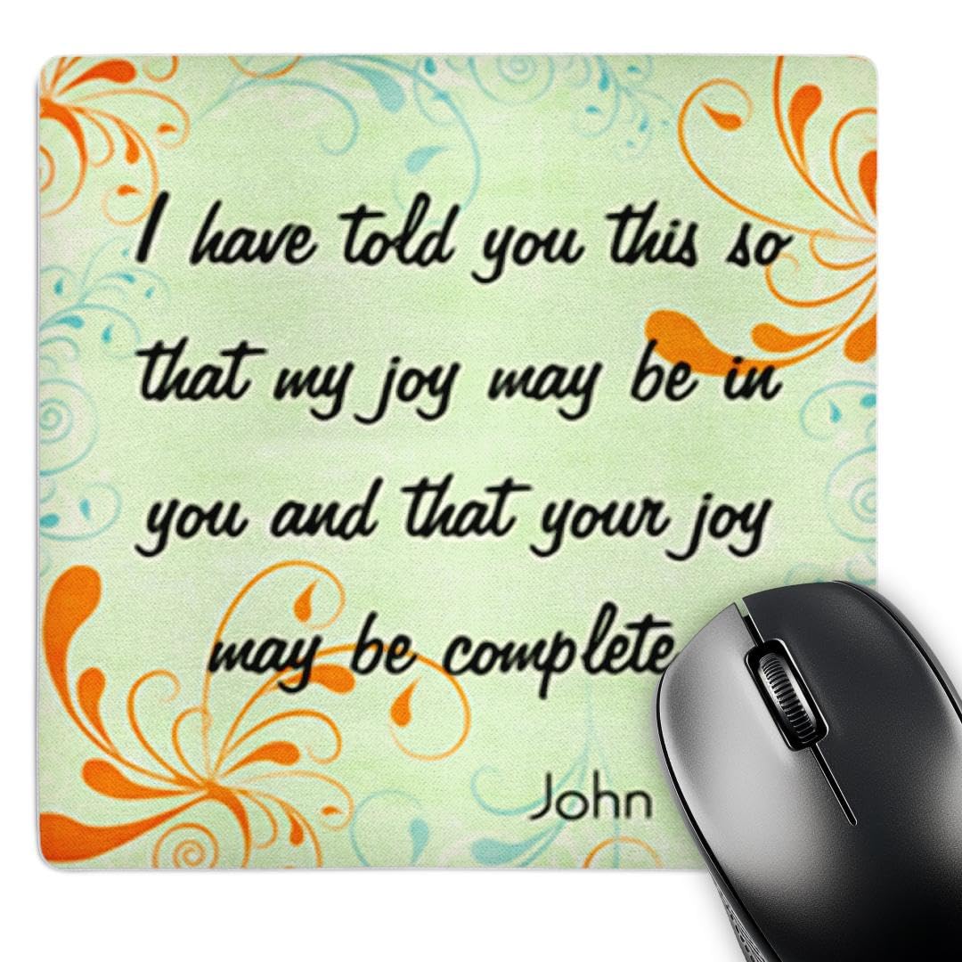 3D Rose Bible Verse Mouse Pad - John 15:11 Pastel Swirl Design for Office & Gaming
