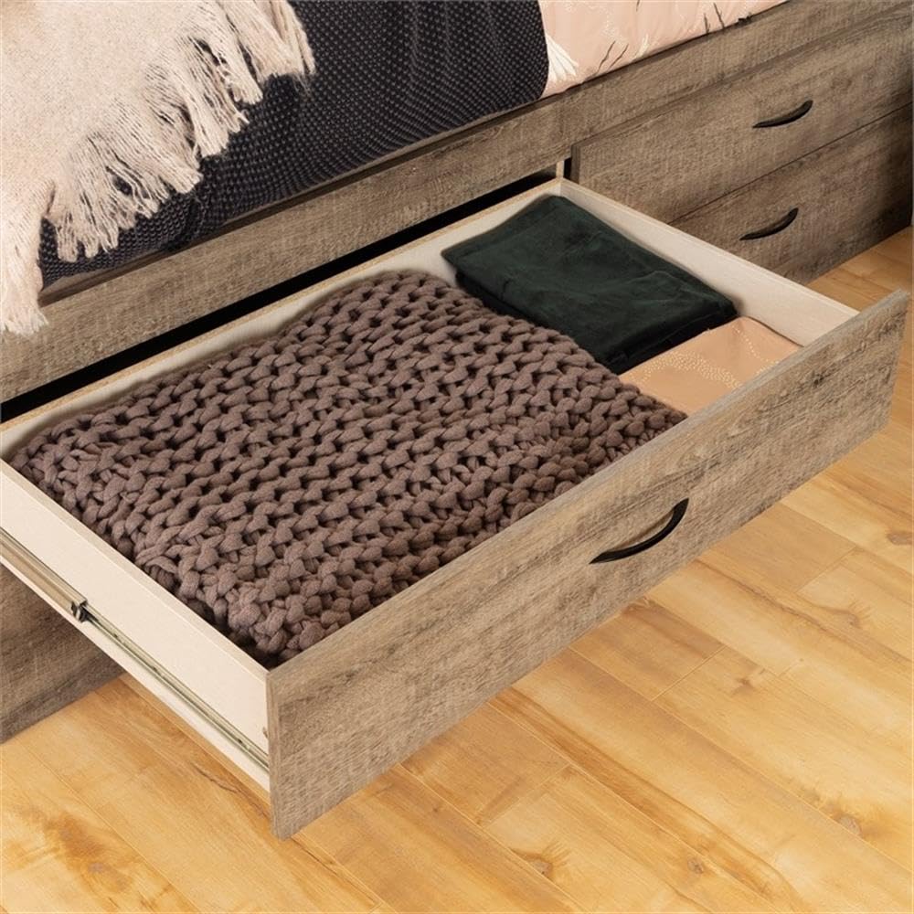 South Shore Step One Captain Bed with 4 Drawers - Full Size Weathered Oak Finish - Space Saving Storage Bed for Small Bedrooms & Guest Rooms