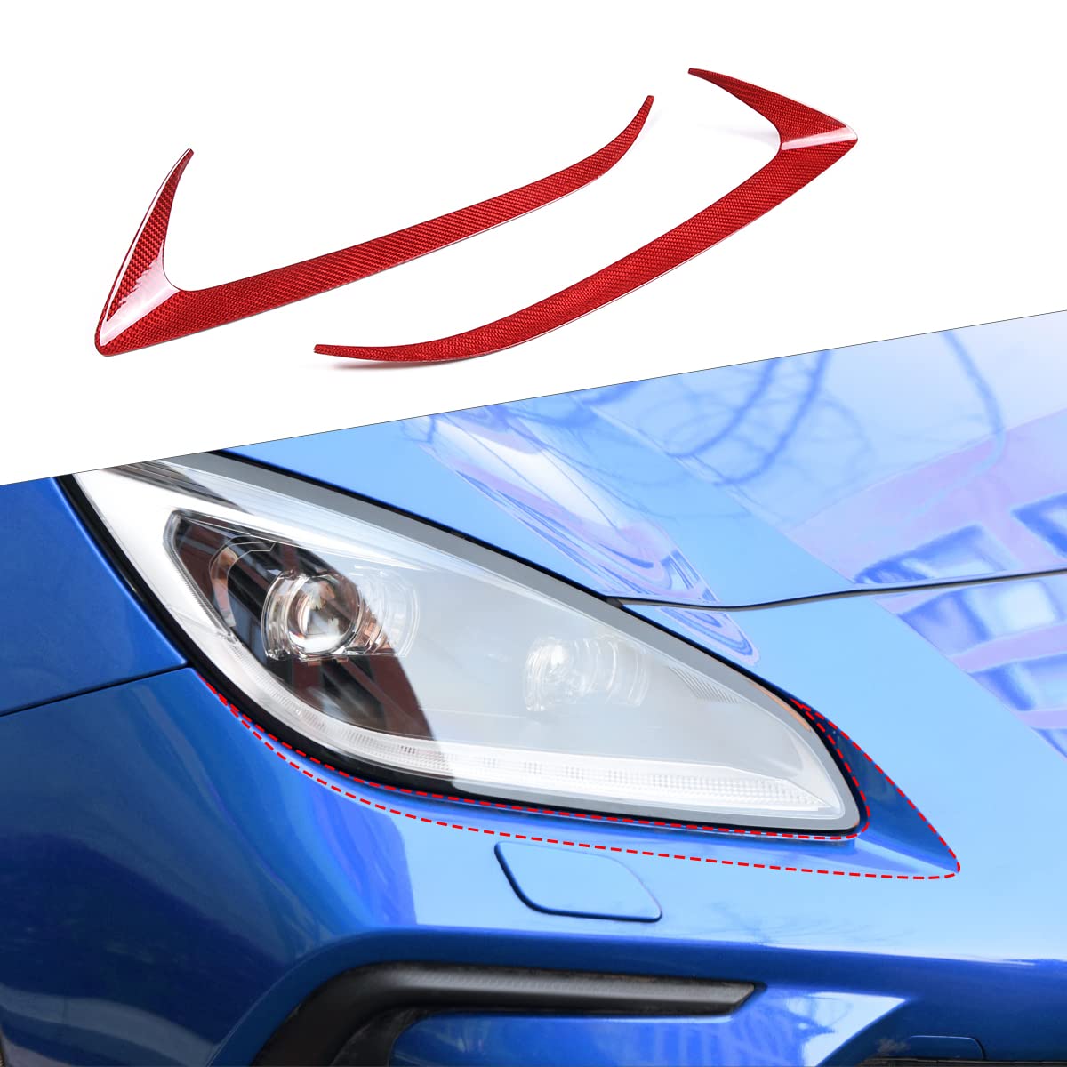 Red Carbon Fiber Headlight Cover for Subaru BRZ & Toyota 86 - Car Exterior Upgrade