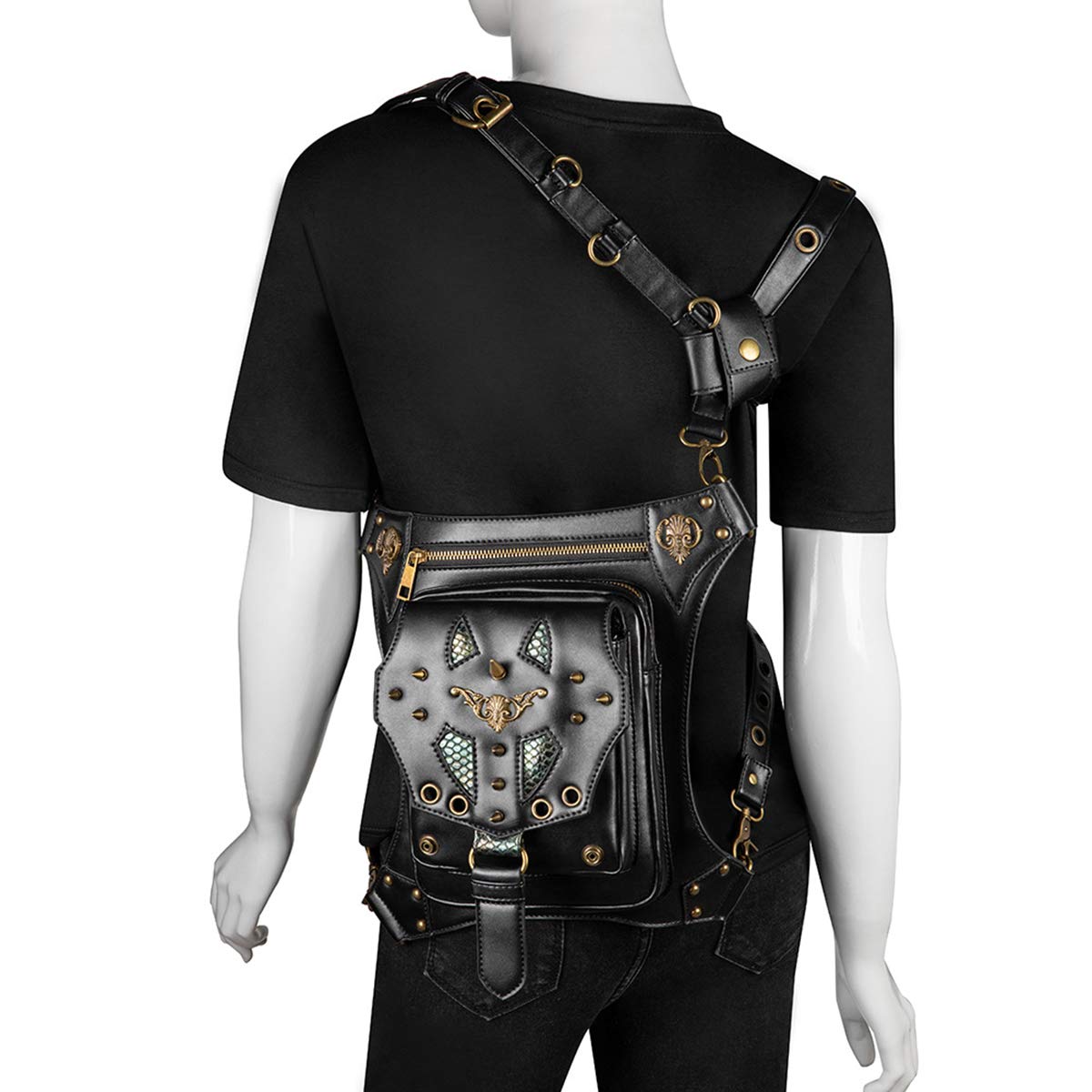 Gothic Steampunk Waist Bag for Women - Vintage Leather Crossbody Shoulder Bag & Leg Arm Pack - Perfect for Cosplay, Renaissance Fairs & Alternative Fashion