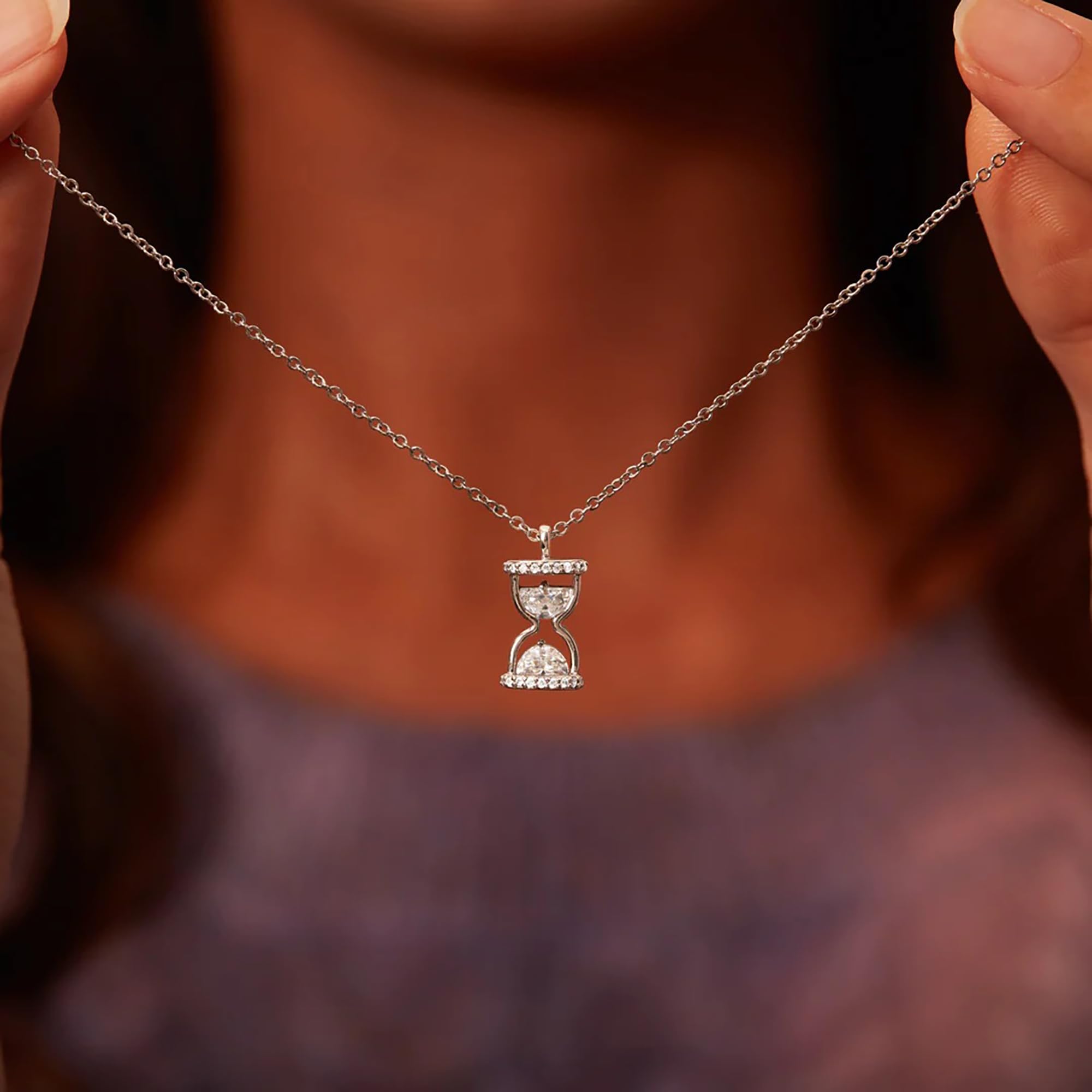 14K Gold Plated Sterling Silver Hourglass Pendant Necklace | Vintage Timepiece Jewelry for Women | Perfect Gift for Birthday, Anniversary & Special Occasions