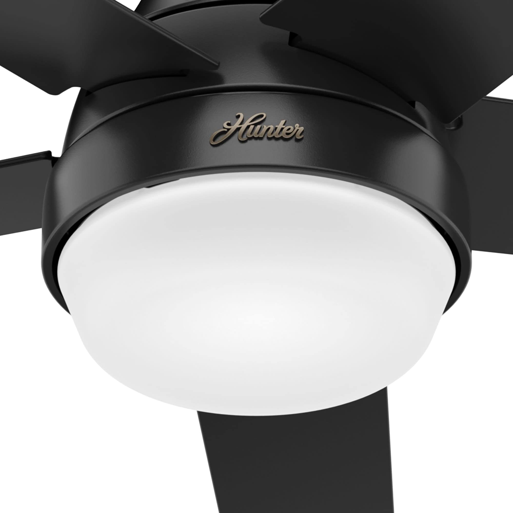 Hunter Aerodyne 52 Inch Ceiling Fan with LED Light and Remote Control, Matte Black Finish - Perfect for Living Room, Bedroom, and Outdoor Patio Cooling