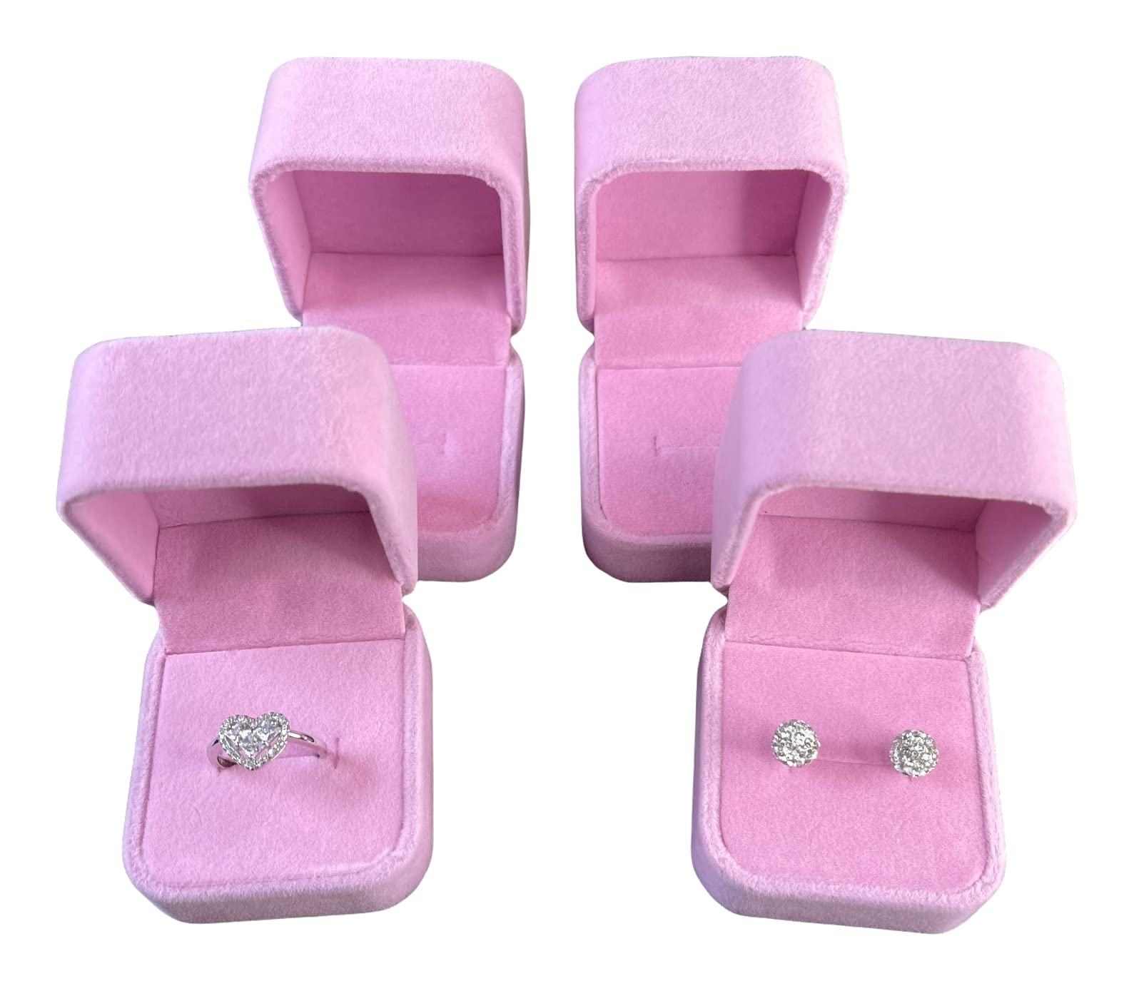 4-Piece Jewelry Storage Box Set - Ring Box, Necklace Box & Earring Organizer for Wedding, Gift, and Travel Use