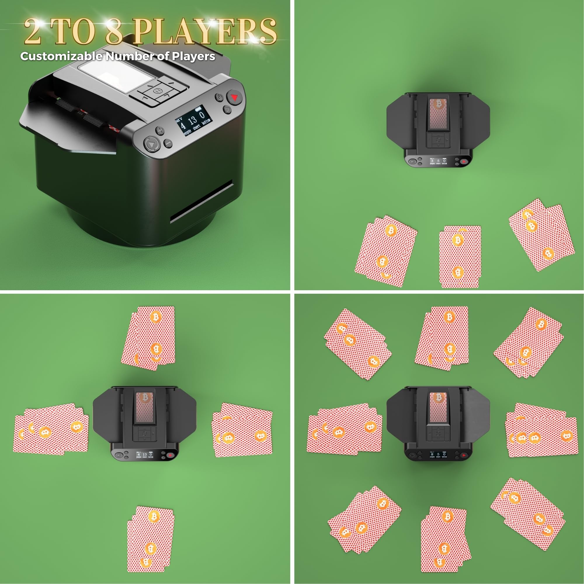 Automatic 2-in-1 360° Rotating Card Shuffler and Dealer Machine - Rechargeable Programmable Playing Card Dispenser with 4 Dealer Buttons | Perfect for Casino Nights, Poker Games, Family Gatherings & Card Magic Tricks