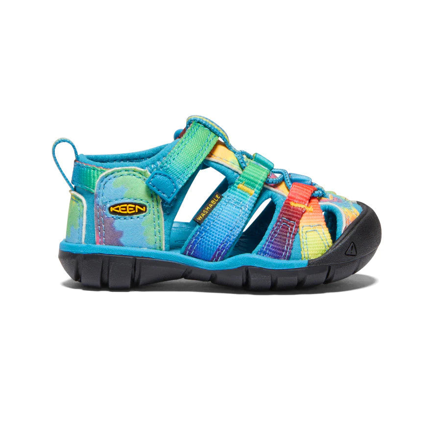 Keen Vivid Blue/Original Tie Dye Seacamp II CNX Toddler Sandals - Waterproof Beach Shoes for Kids, Comfortable Summer Outdoor Play Shoes for Toddlers