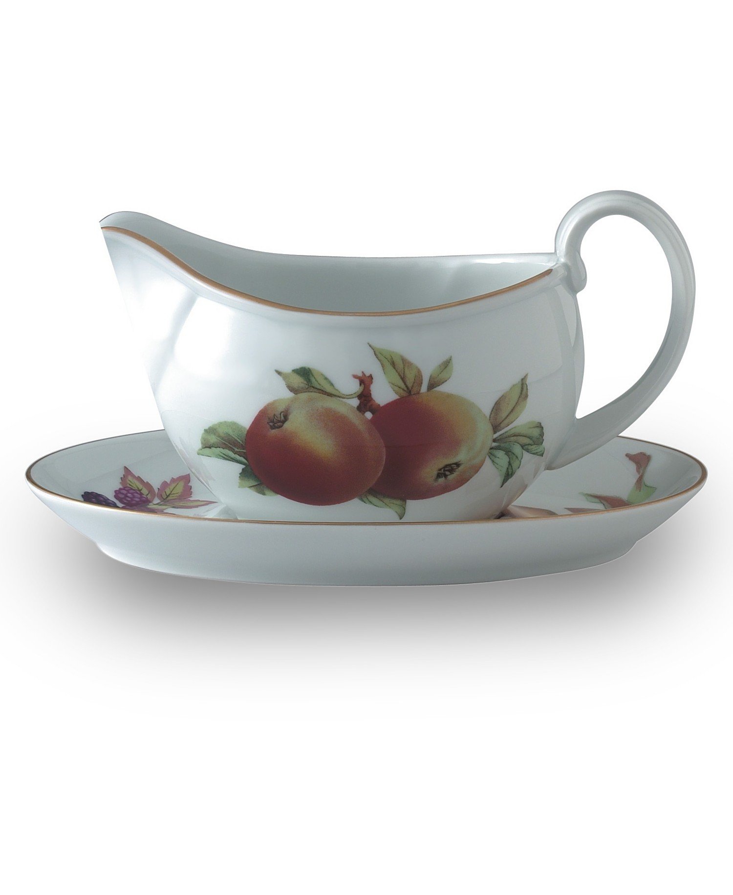 Royal Worcester Evesham Gold Porcelain 16-Ounce Sauceboat with Stand - Elegant Serving Dish for Gravy, Sauce & Condiments - Perfect for Dinner Parties, Holiday Meals & Fine Dining