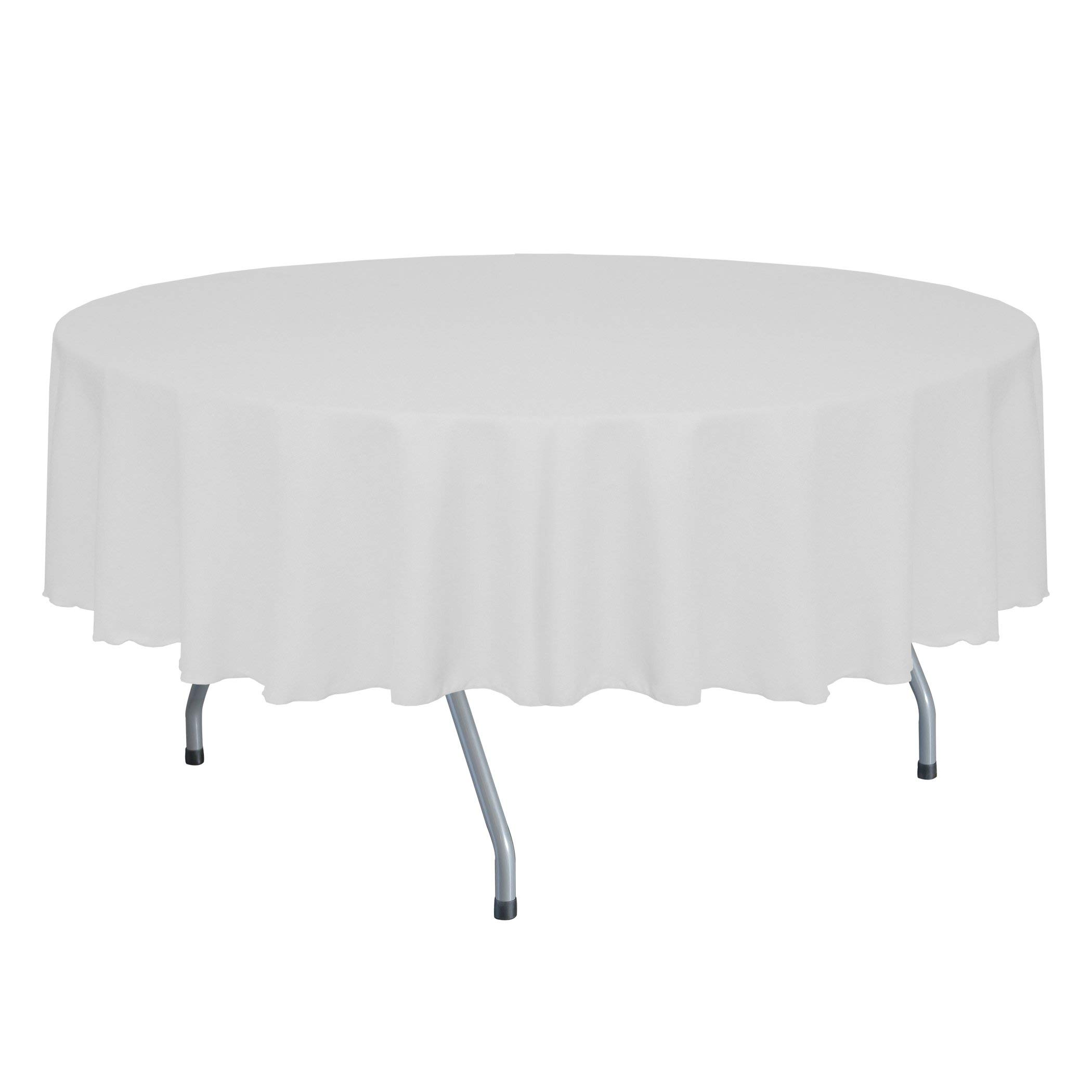 10-Pack Havana 58-Inch Round Faux Burlap Tablecloth - Basket Weave White Textile for Dining, Wedding & Party Decor
