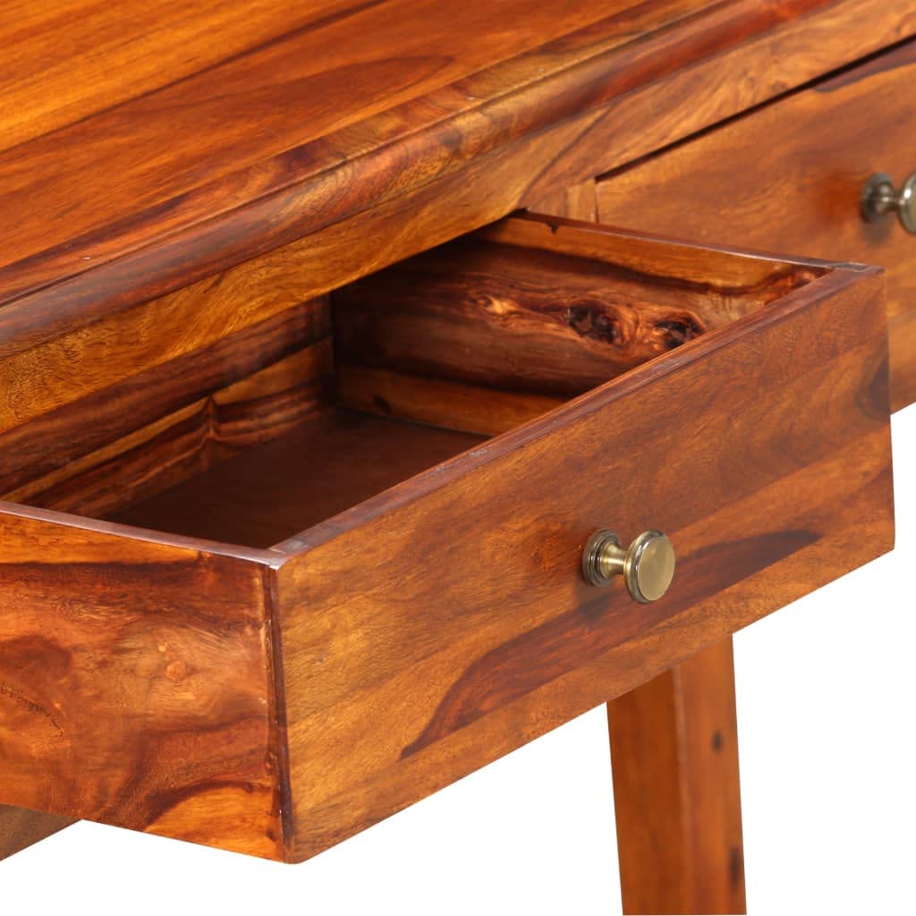 Solid Sheesham Wood Console Table with 2 Drawers - 35.4