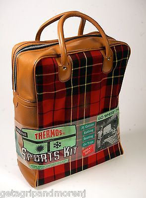 Genuine Thermos Sports Kit Plaid Tote with Two Insulated Bottles and Lunch Food Box - Perfect for Picnics, Hiking, and Outdoor Activities