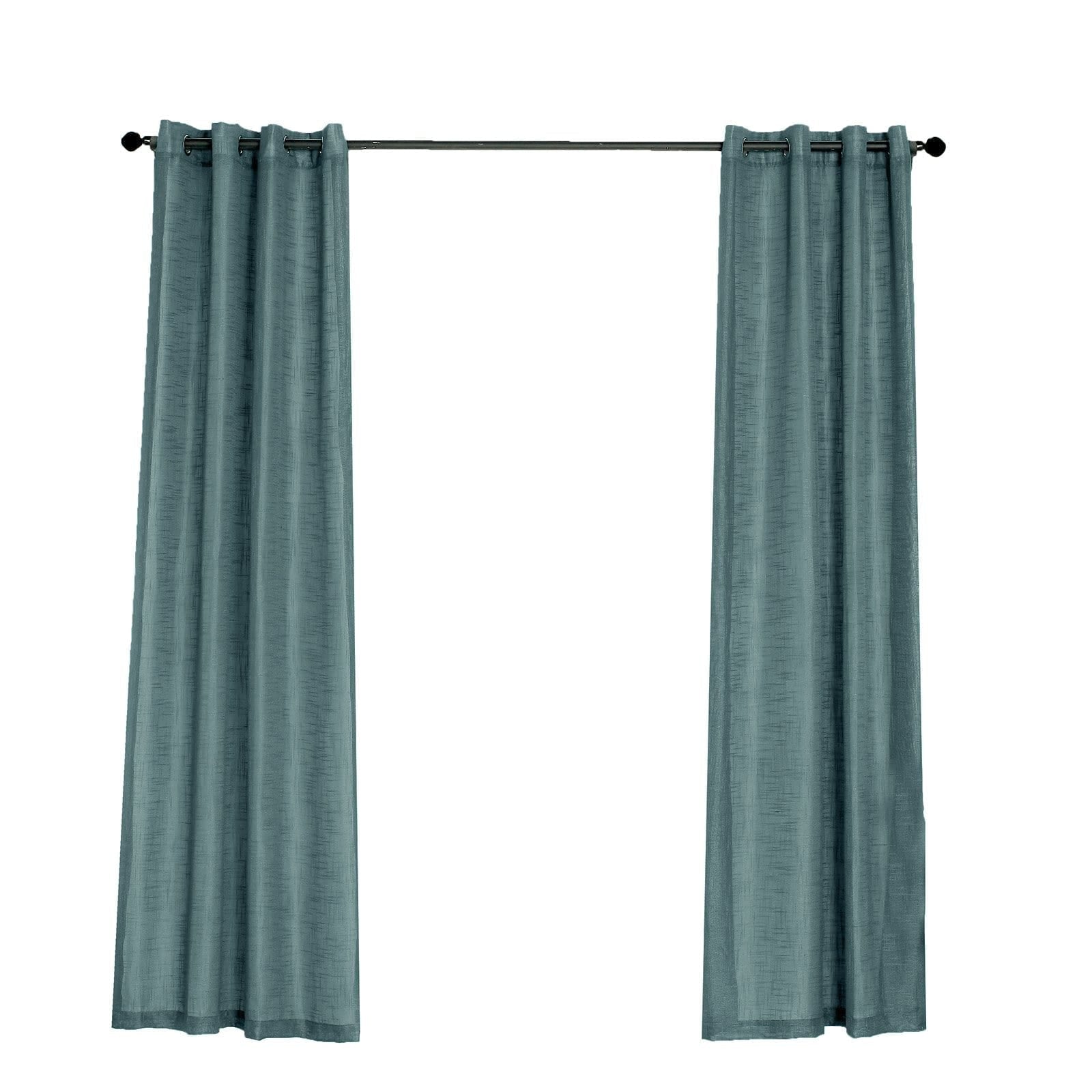 2 Pack 52x108 Inch Faux Linen Curtain Panels with Chrome Grommets - Blackout Window Drapes for Living Room, Bedroom & Home Decor