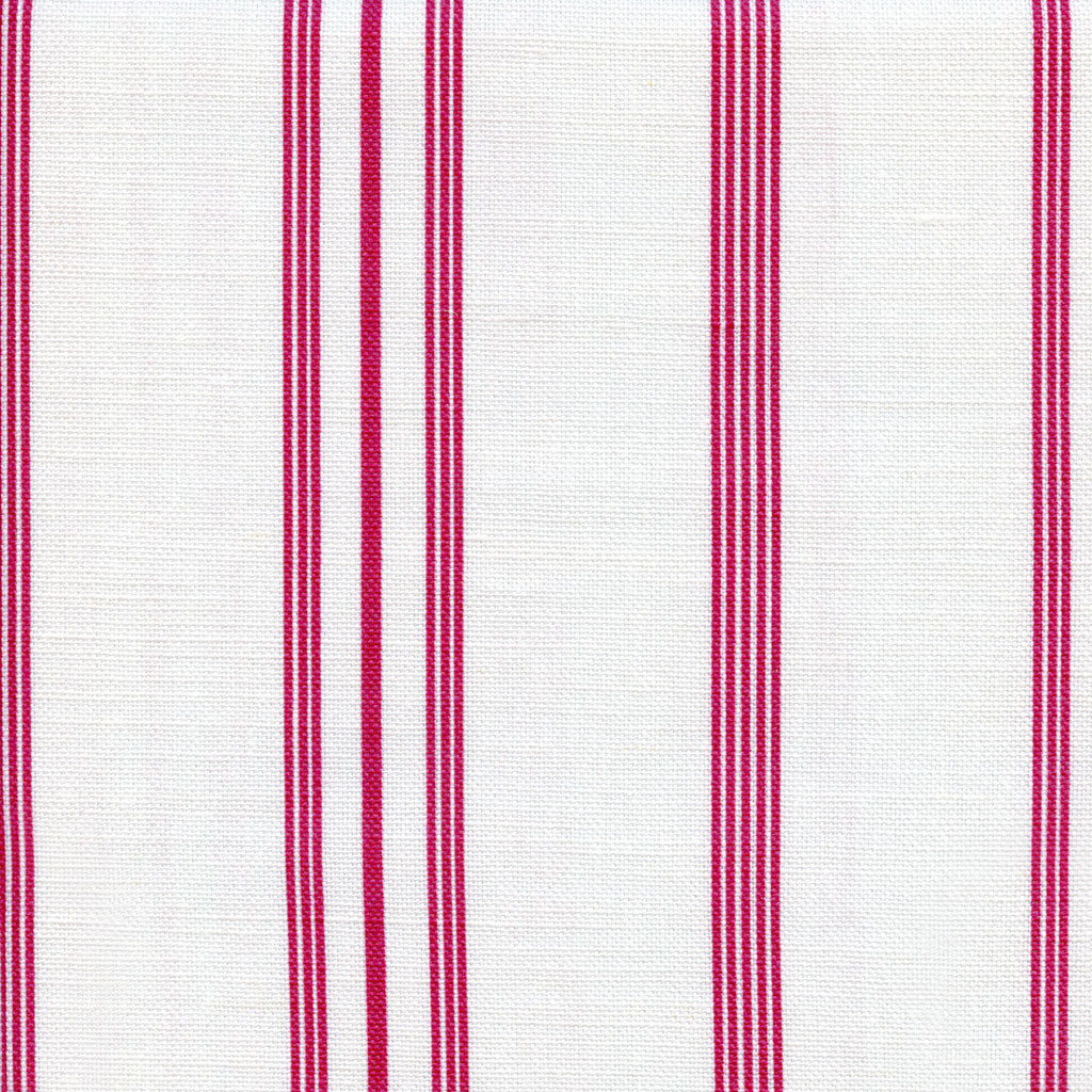Premium Devon Stripe Linen Fabric - Raspberry Red on White | Soft & Durable for Upholstery, Curtains & Home Decor