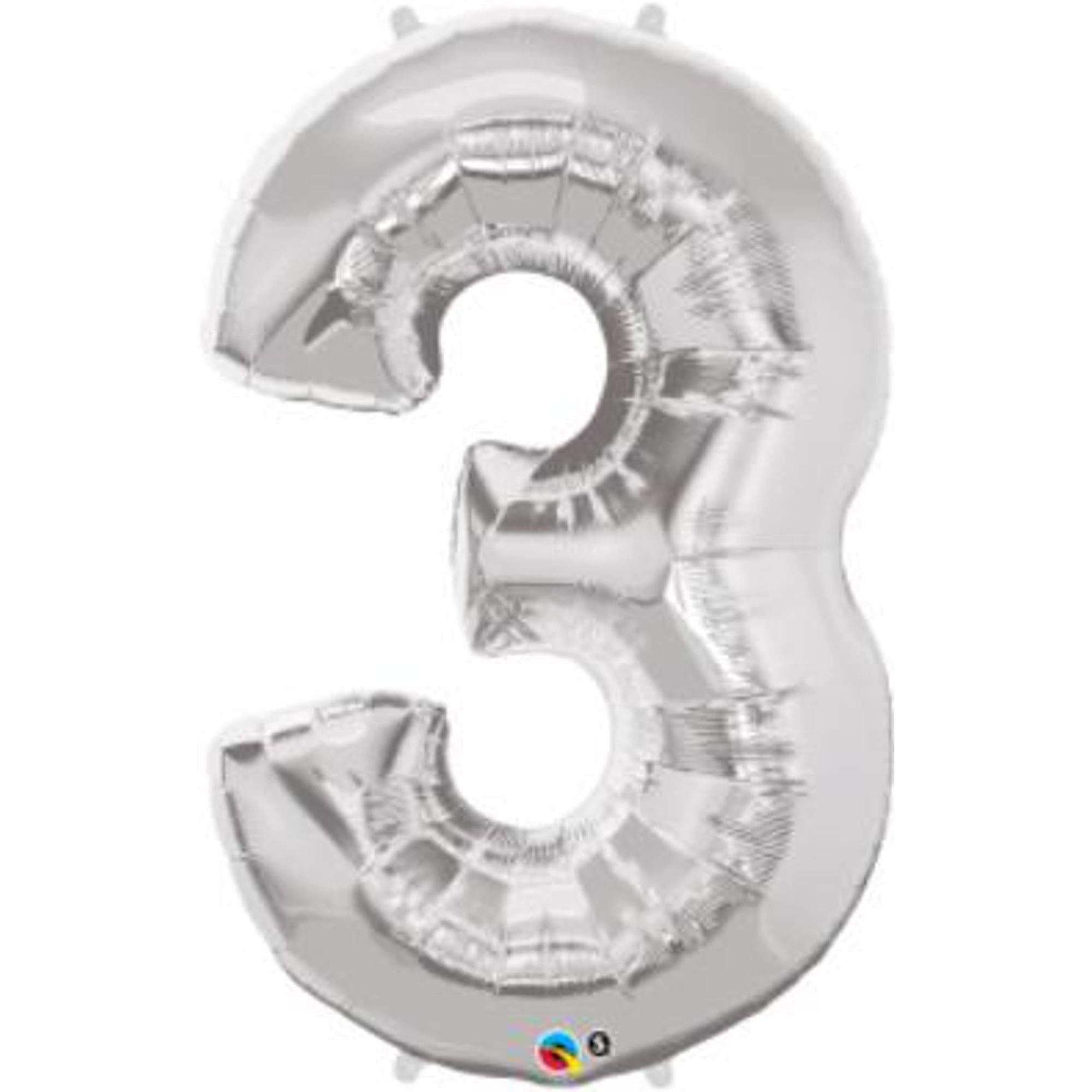 Premium Silver Number 3 Balloon Kit - 34 High-Quality Latex Balloons for Birthday Parties, Anniversaries & Baby Showers