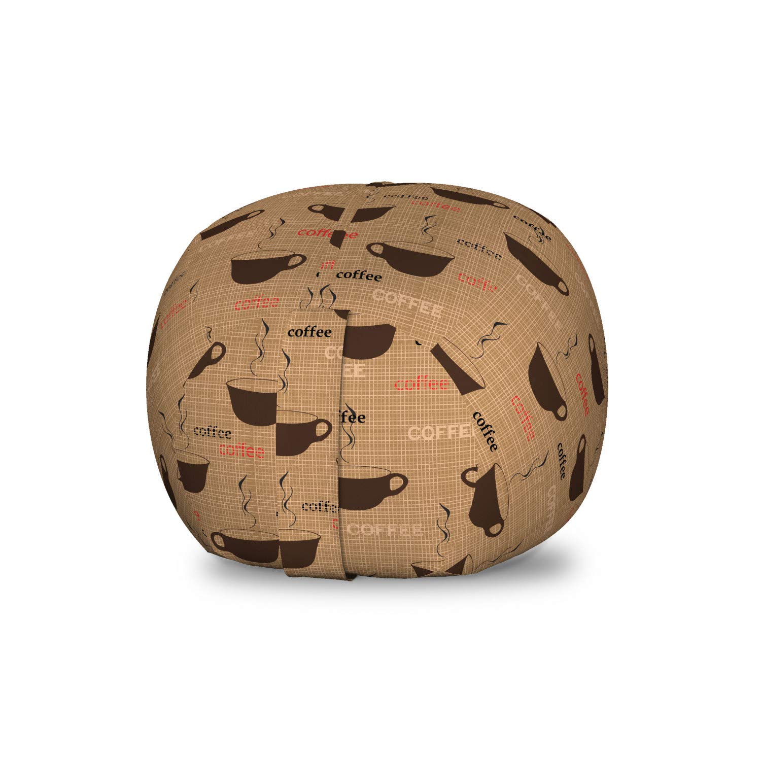 Ambesonne Coffee Themed Storage Bag Chair - Small Size Toy Organizer with Washable Fabric in Chocolate Pale Brown - Perfect for Kids' Room, Playroom & Stuffed Animal Storage