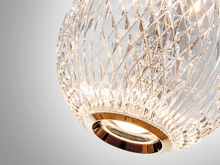 Austral 5-LED Modern Pendant Island Ceiling Light in Gold & Clear Finish - IP20 Rated for Kitchen, Dining Room & Bar Lighting