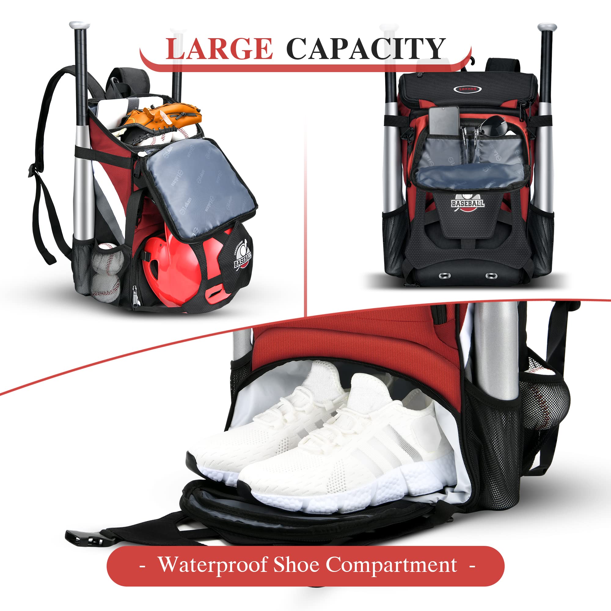 **Best Baseball Backpack for Adults & Youth – Large Capacity Lightweight Softball Bag with Shoe Compartment, Fence Hook, and Waterproof Design for T-Ball Bats, Helmets & Gloves – Perfect for Games, Practice & Travel**