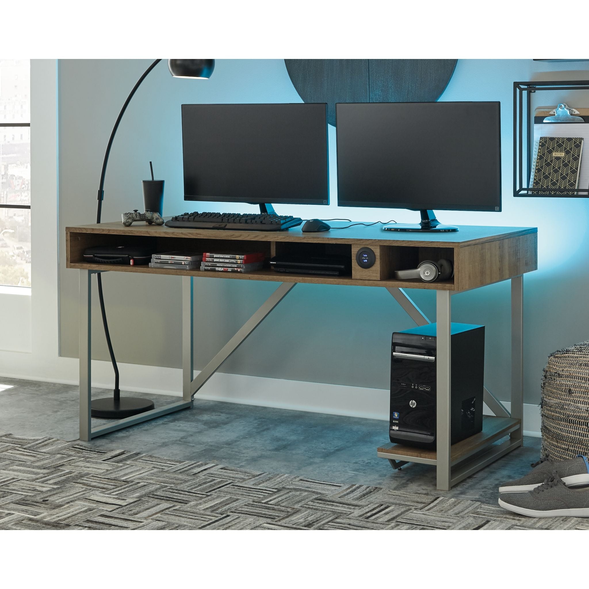 Barolli Modern Desk with Gunmetal Finish - Stylish Home Office Furniture for Work & Study | Perfect for Small Spaces & Minimalist Decor