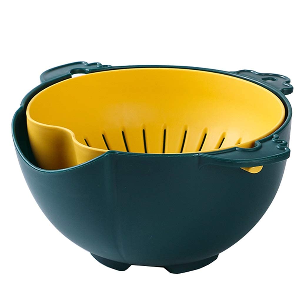 Double Rotating Colander & Food Strainer - Large Multifunctional Vegetable Washing Basket with Draining Function for Kitchen | Perfect for Washing Fruits, Vegetables, and Draining Pasta