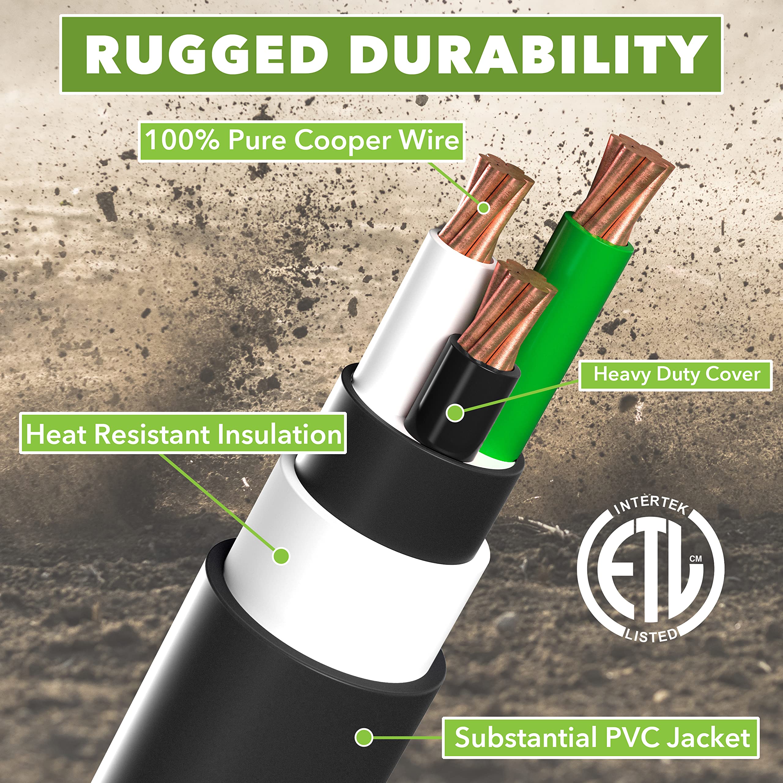 50 Amp 50-Foot Heavy Duty Extension Cord with 50 AMP Male Standard & Female Locking Adapter - Perfect for RV, Camper, Marine, and Outdoor Power Supply