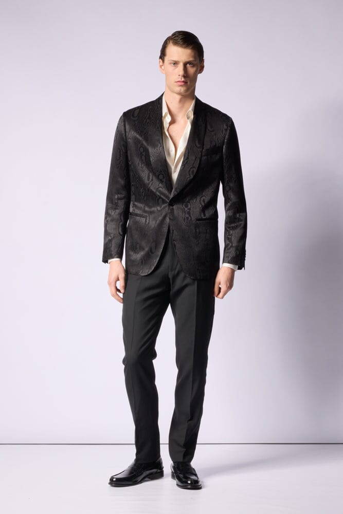 Luka 6 Cocktail Jacket - Black Tonal Jacquard Blazer for Women | Elegant Evening Wear for Parties, Weddings & Formal Events