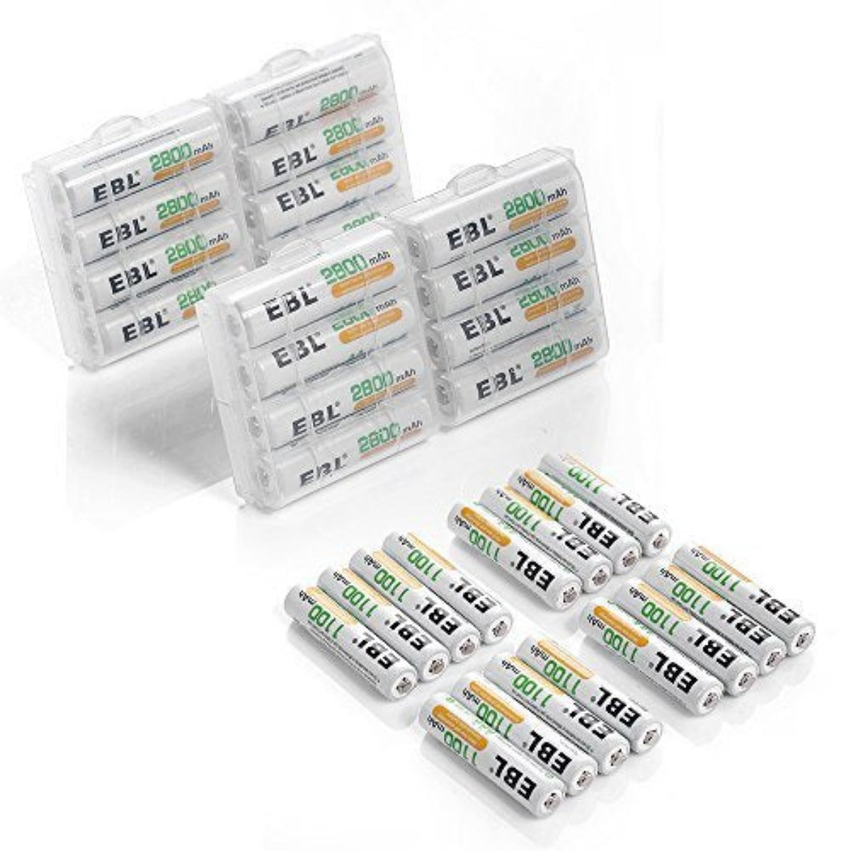 EBL AA AAA Rechargeable Batteries 16-Pack with USB Charger - High Capacity NiMH Batteries for Cameras, Toys, Flashlights & More - Long Lasting Power Solution