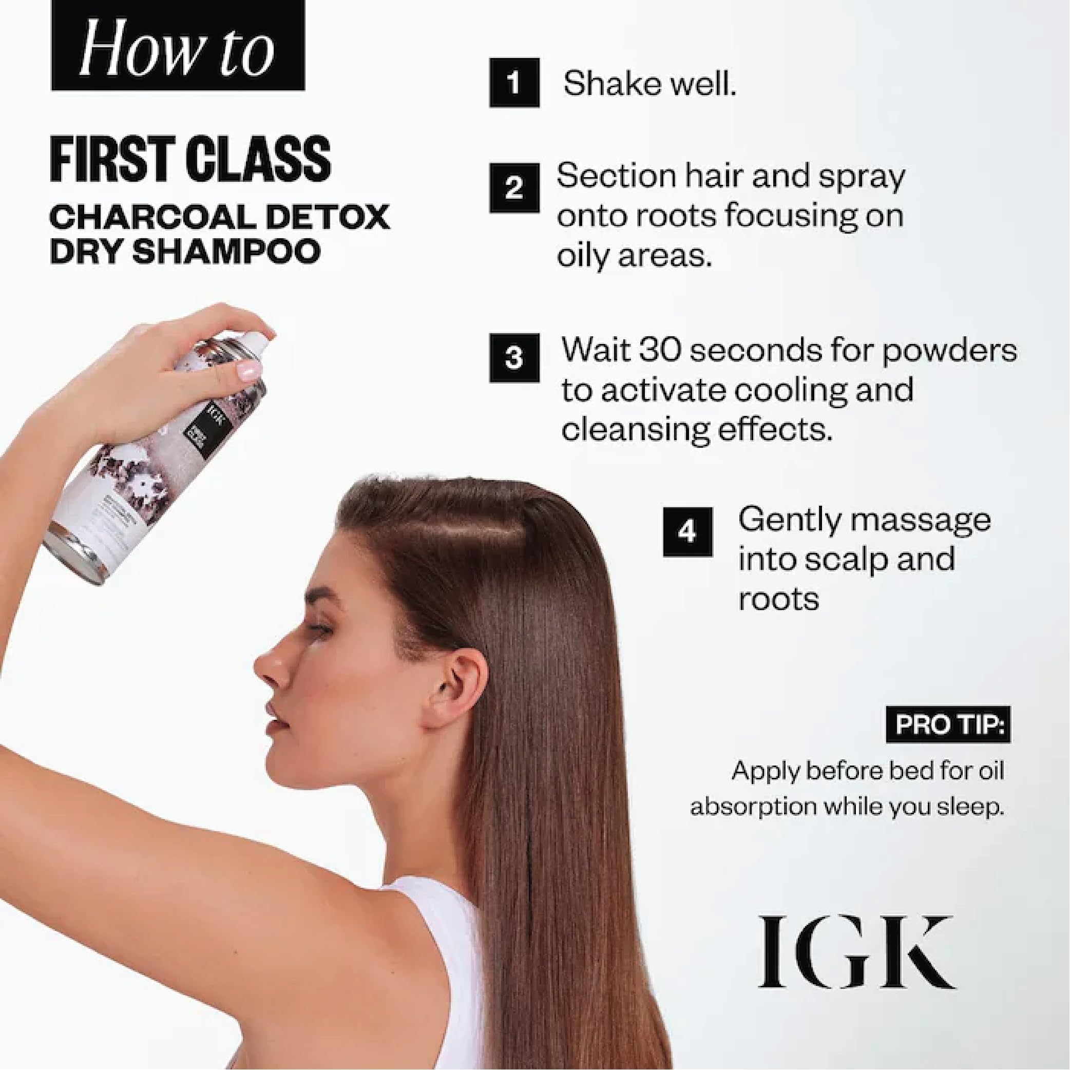 IGK First Class Charcoal Detox Dry Shampoo Travel Size (2-Pack) - Oil Absorbing, Odor Eliminating & Hair Refreshing Spray for Post-Workout, Gym & On-the-Go Use | Extends Hairstyle for Days | 2.0 Fl Oz Each