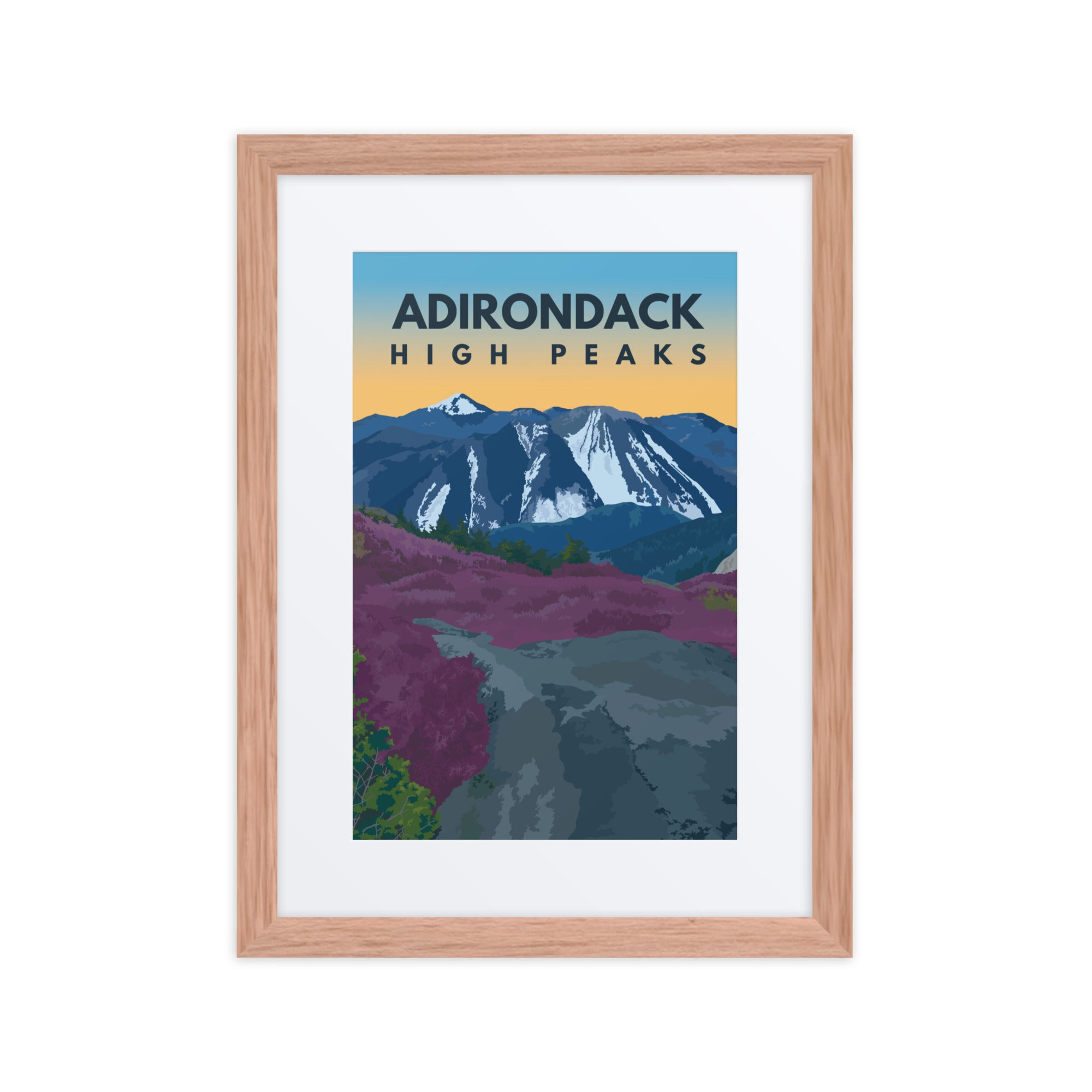 Adirondack High Peaks Framed Poster with Mat - Perfect for Home, Office & Cabin Decor | Wall Art for Nature Lovers & Outdoor Enthusiasts