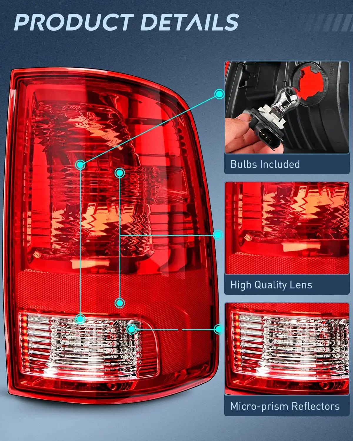 Dodge Ram 1500 2500 3500 Tail Light Assembly (2009-2018) - OE Style Replacement Rear Lamp with Bulbs for Driver & Passenger Side - Perfect for Night Driving & Vehicle Safety Upgrades