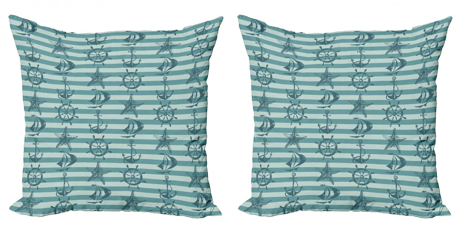 Ambesonne 2-Pack Ships Wheel Throw Pillow Covers - 20