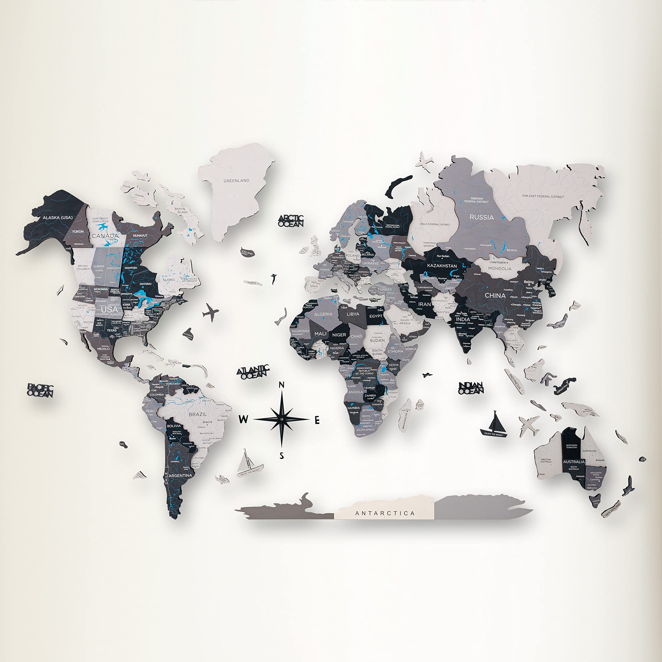 3D Wood World Map Wall Art - Nordic Style Handmade Plywood Wall Decor with Easy Installation & Double-Sided Tape | Perfect Home Office Decor, Unique Gift for Travel Lovers & Map Enthusiasts (X-Large Size)