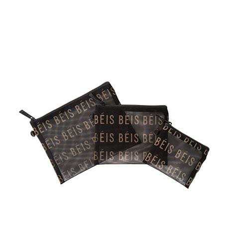 Premium Black Mesh Pouch Trio Set - Breathable Storage Bags for Travel, Gym & Organization - Ideal for Cosmetics, Jewelry & Small Essentials