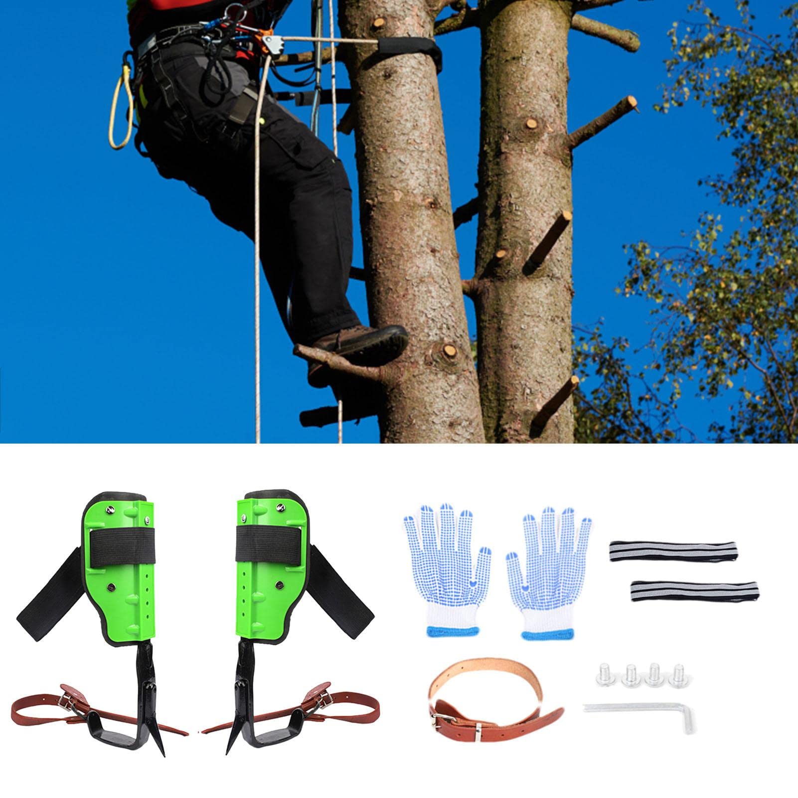 Tree Climbing Spikes - Anti-Slip Steel Climbing Gear for Outdoor Use | Adjustable & Comfortable Climbing Spurs for Hunting, Jungle Survival, Logging & Arborist Work | Perfect for Professional Tree Climbers & Pole Work