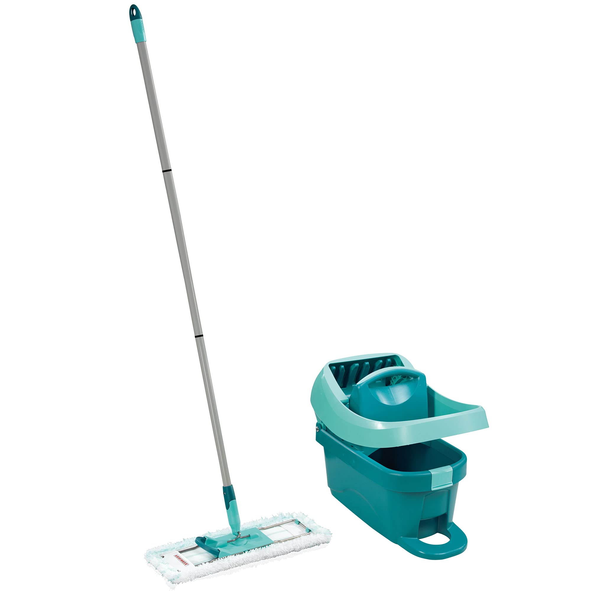 **Leifheit Click System Wiper Press Profil XL - Mop and Bucket Set with Wringer - Heavy-Duty Cleaning Tools for Floors - Turquoise/Silver - Perfect for Home, Office, and Commercial Use**