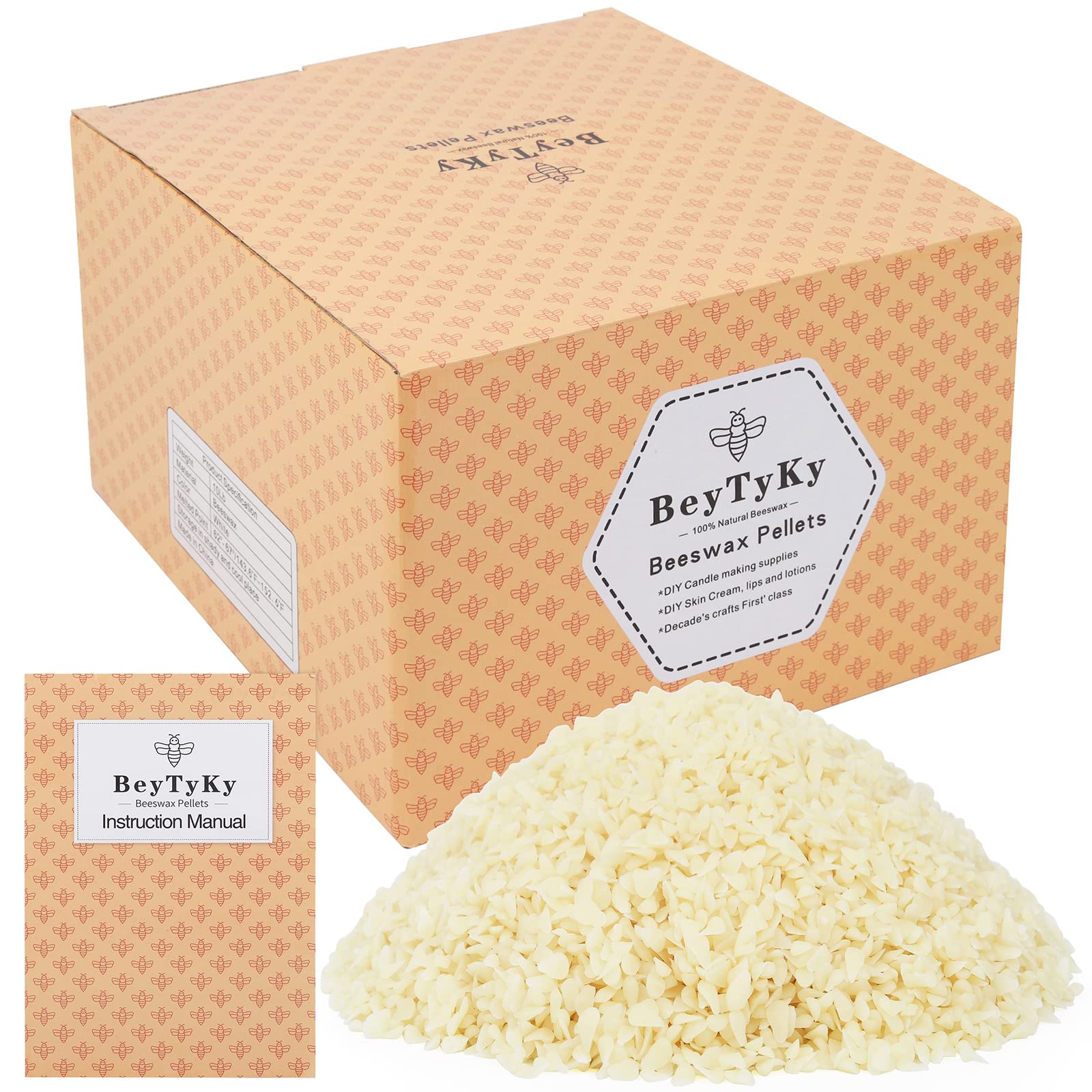 10Lb Organic White Beeswax Pellets - Triple Filtered Cosmetic Grade Beeswax for Candle Making, DIY Creams, Lip Balms, Lotions & Soap - Pure Natural Wax for Skincare & Home Crafts | Perfect for Aromatherapy, DIY Beauty Products & Handmade Candles
