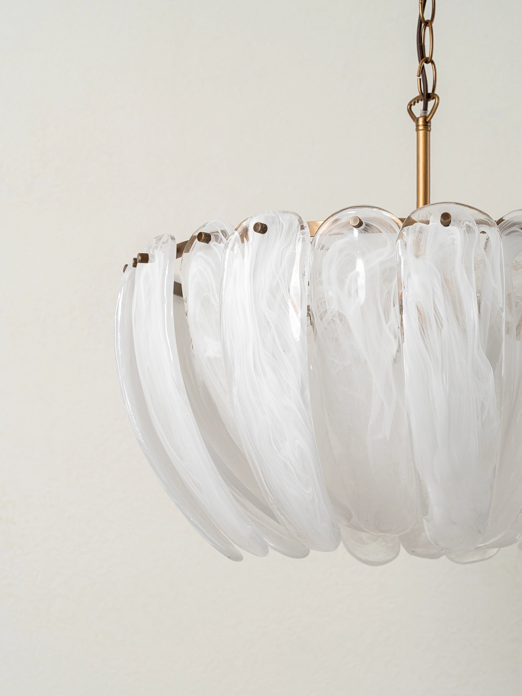 Astera 4-Light Alabaster Curved Glass Chandelier - Elegant Dining Room & Entryway Lighting Fixture