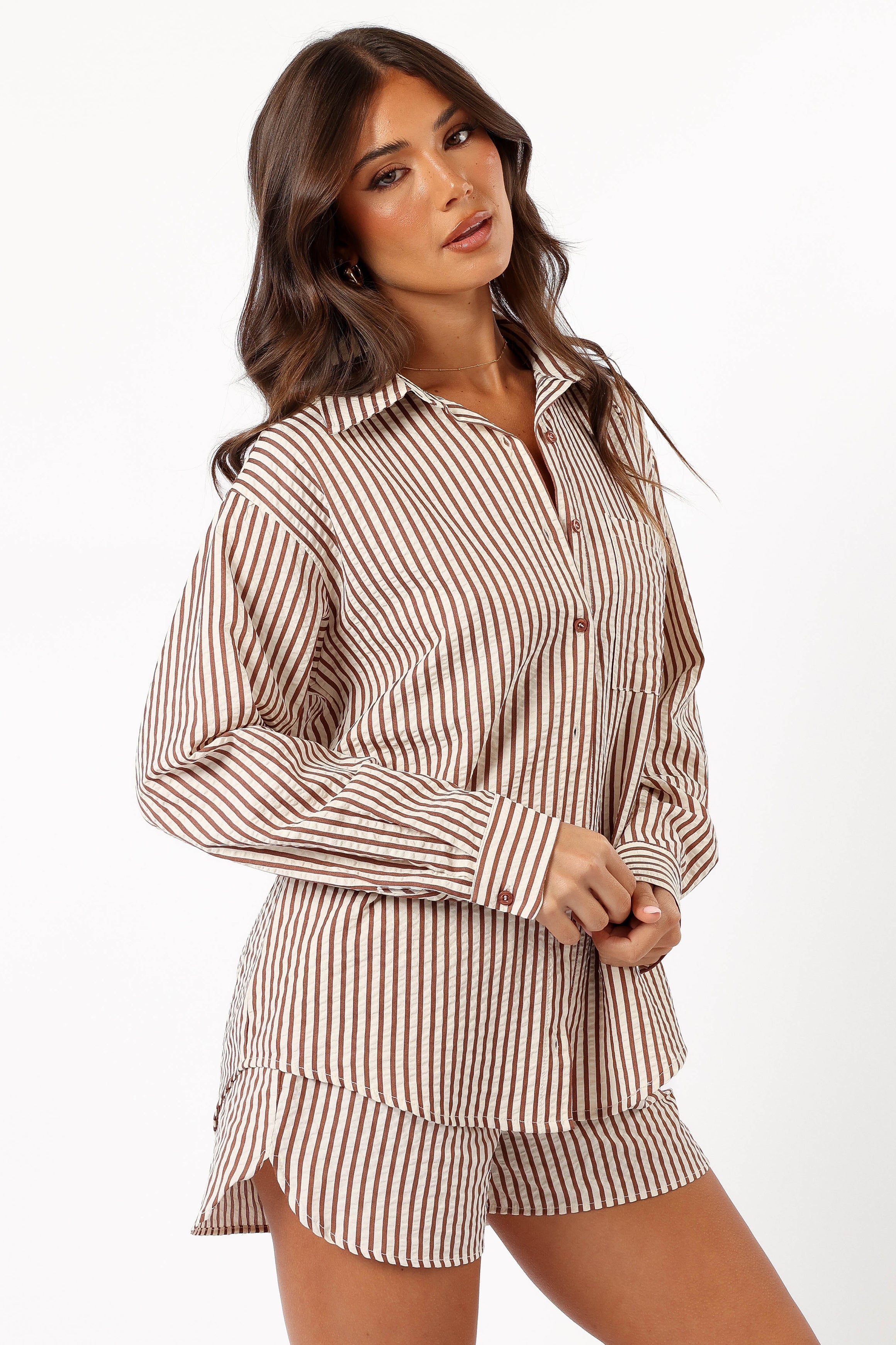Kennie Shorts for Women - Brown Striped Casual Summer Shorts | Comfortable & Stylish | Perfect for Beach, Travel & Everyday Wear