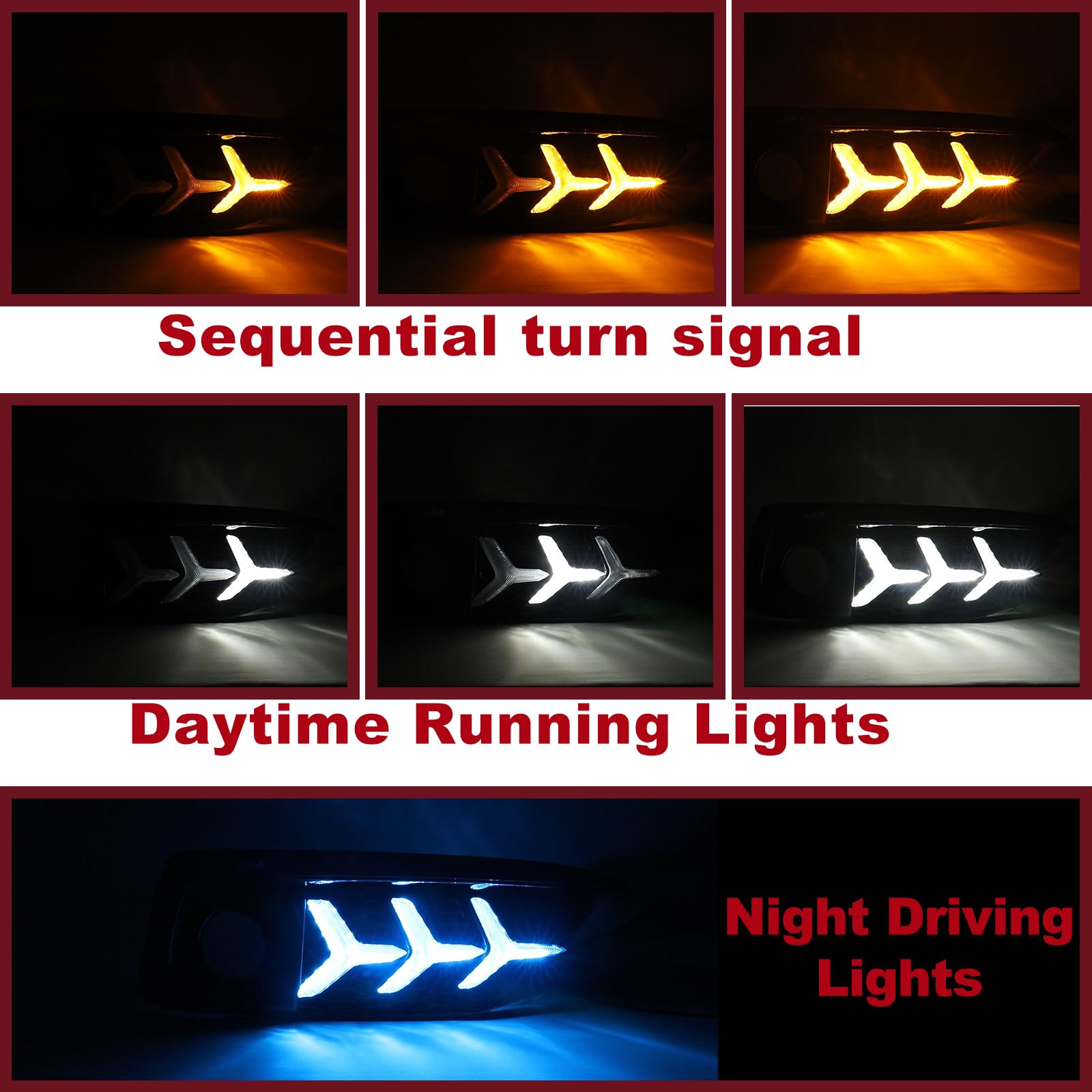 2019-2020 Honda Civic 10th Gen LED Fog Lights & DRL Daytime Running Lights - Compatible with Civic Sedan Coupe LX EX Models - Bright Turn Signal Lights & Car Accessories - Perfect for Night Driving & Enhanced Visibility