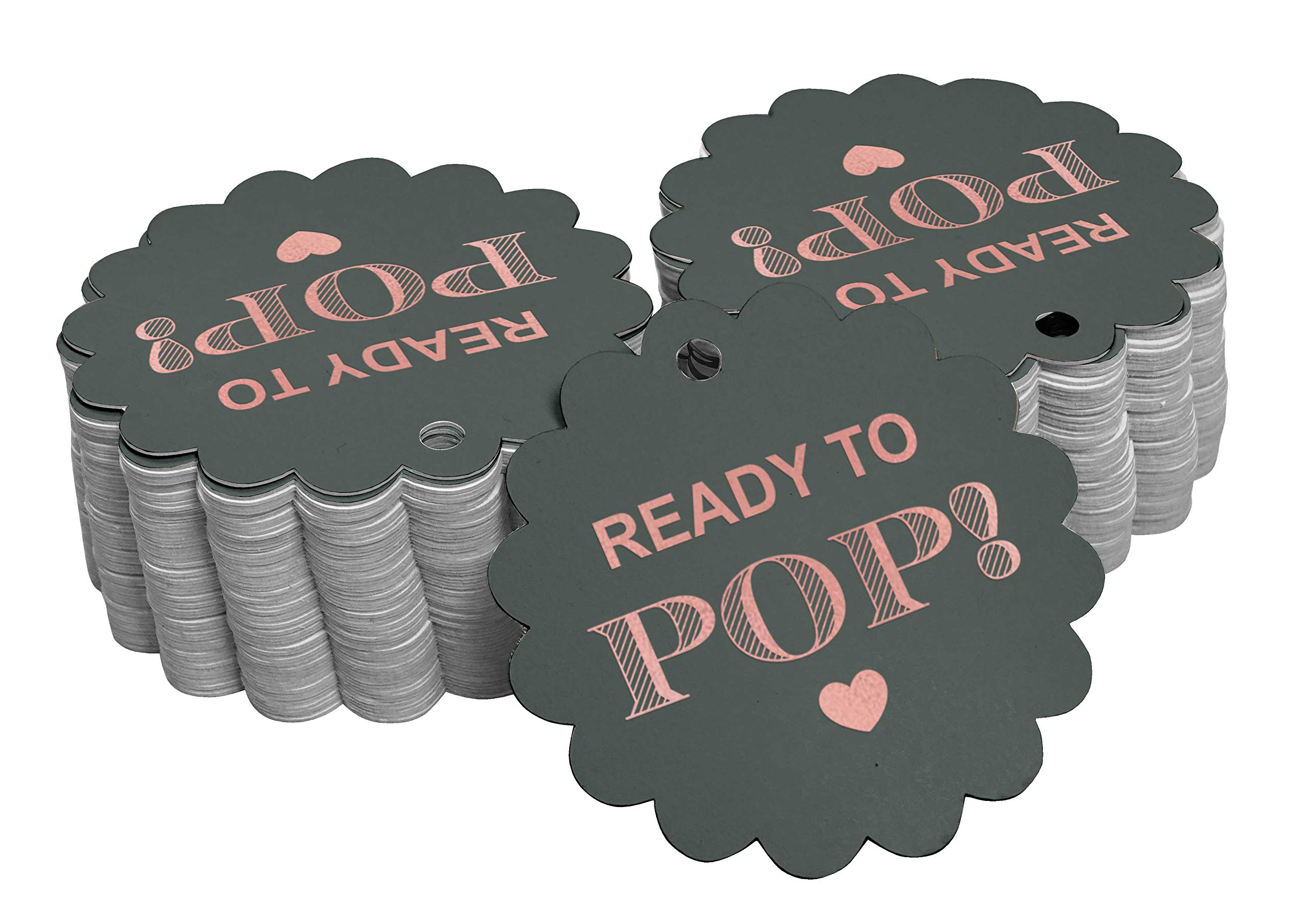 50pcs Real Rose Gold Foil Baby Shower Favor Tags - Ready to Pop Hanging Paper Tags for Gender Reveal, Wedding, Birthday Party Decorations