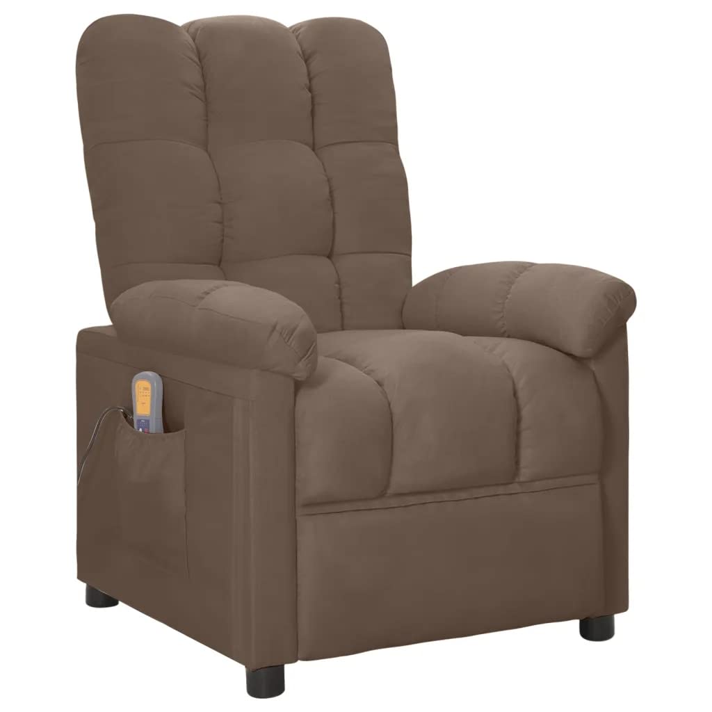 SKM Massage Recliner Chair - Taupe Fabric Electric Power Lift Recliner with Heat & Vibration - Perfect for Living Room, Home Theater & Office Relaxation