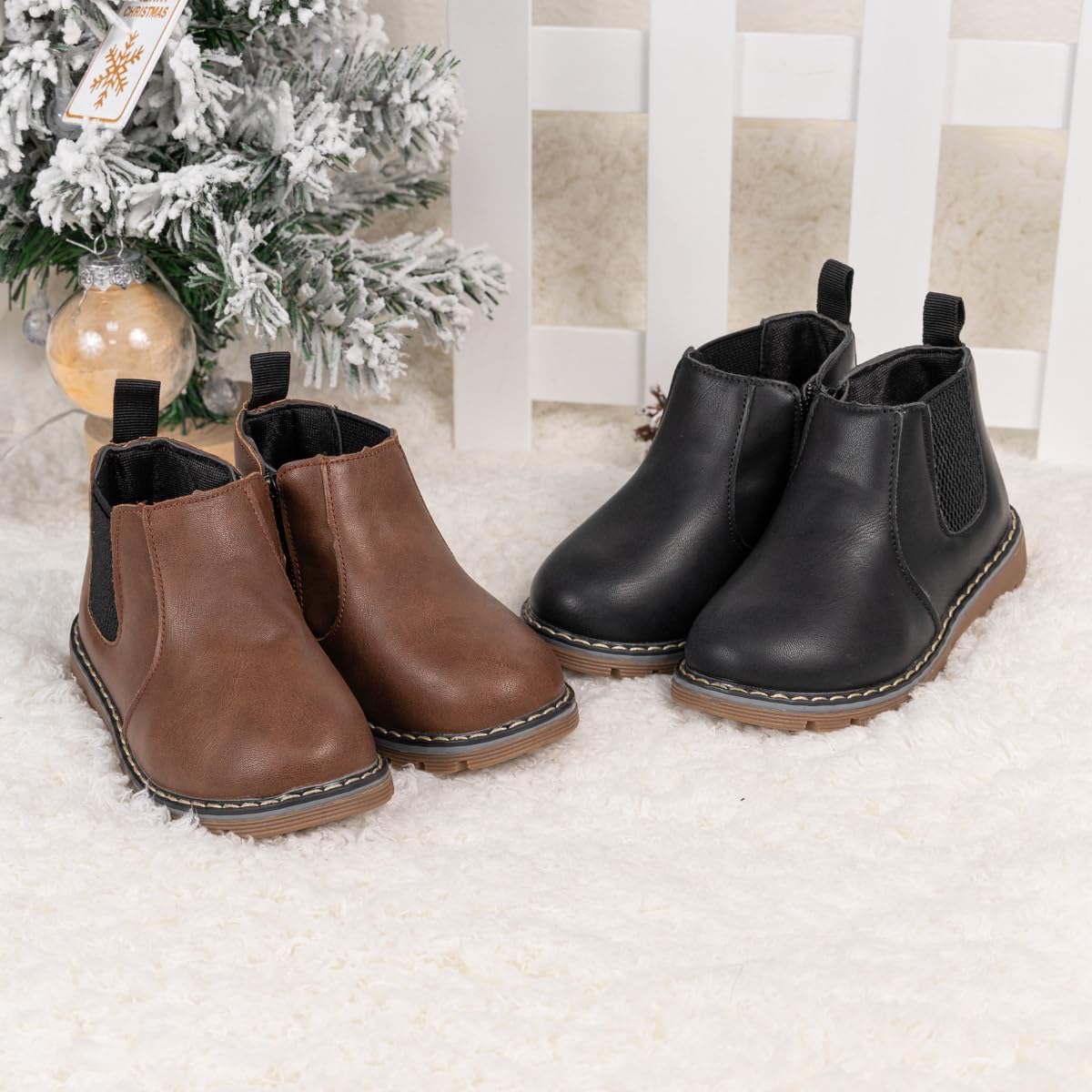 **Miamooi Toddler Girls & Boys Combat Ankle Boots - Waterproof Leather Chelsea Booties for Kids - Comfortable Outdoor Fall Shoes for Toddlers & Little Kids - Perfect for Playground, School & Winter Adventures**