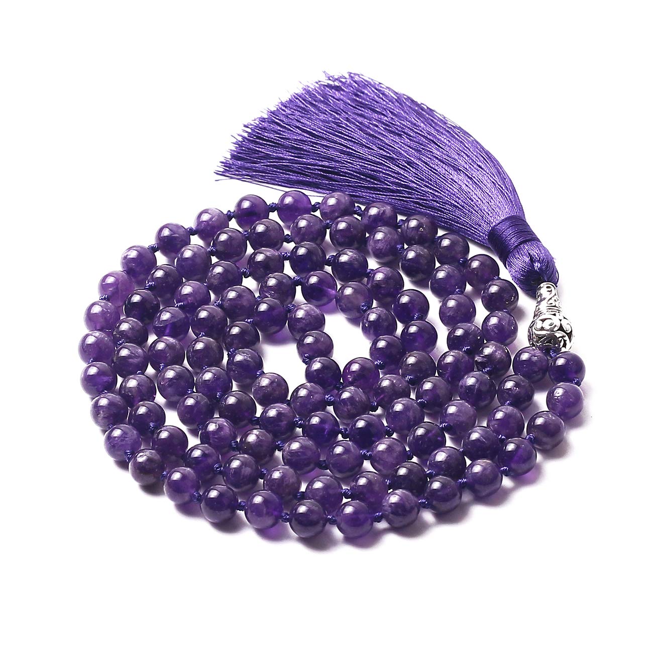 PNEIME 108 Mala Beads Necklace - 8mm Tibetan Prayer Beads for Yoga, Meditation & Mindfulness - Hand Knotted Japa Mala Buddhist Necklace - Perfect for Spiritual Practice, Stress Relief & Daily Wear