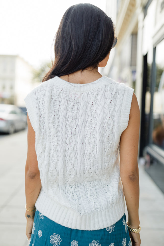 Weather It Together Ivory Cable Knit Sweater Vest for Women - Cozy Winter Layering Piece for Office, Dates & Casual Outfits