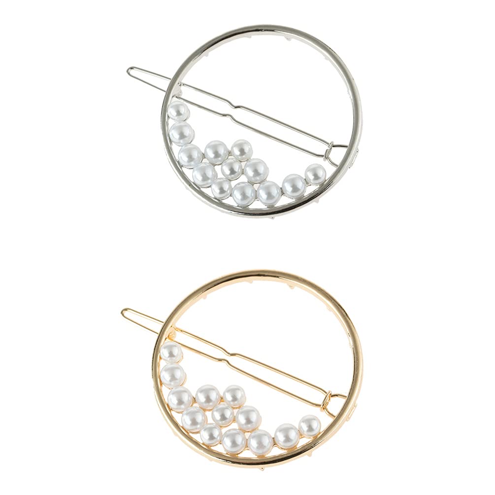 Beaupretty 2-Piece Pearl Hair Clips Set - Alloy Hair Barrettes with Heart Design for Women & Girls - Elegant Hollow Hairpins, Bobby Pins for Weddings, Parties & Daily Styling