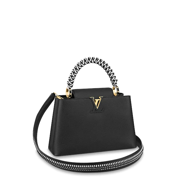 LV Capucines PM Handbag in Noir/Blanc Taurillon Leather - Luxury Designer Crossbody Bag for Women, Perfect for Work, Travel & Evening Events