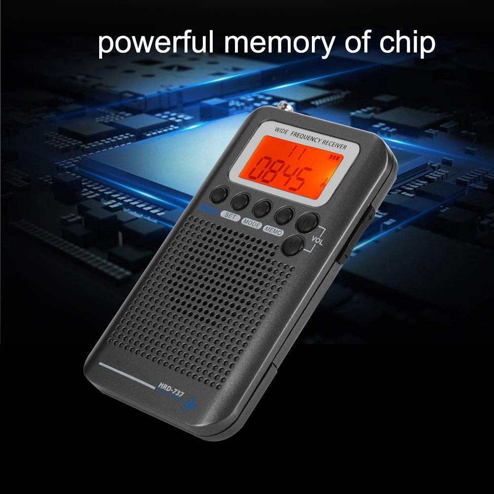 Mugast Aircraft Band Radio Receiver VHF Portable Full Band Radio Recorder with 1
