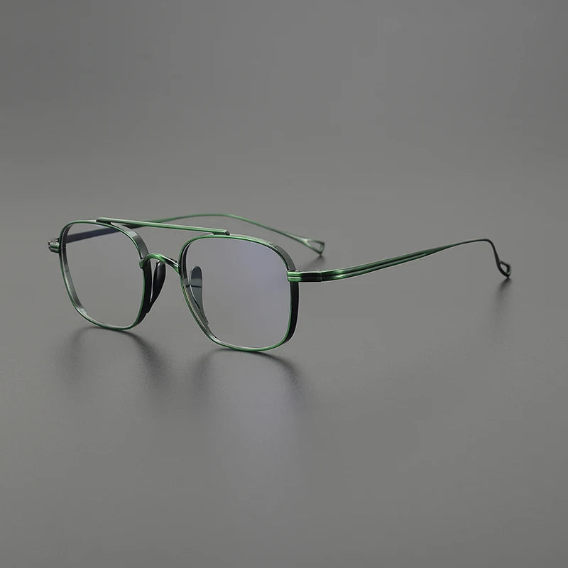 Stylish Black Unisex Titanium Square Eyeglasses with Double Bridge - K9501 | Perfect for Work, Reading & Fashion Accessories