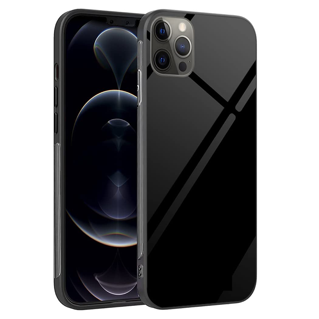 Luhuanx iPhone 12 Pro Max Case 6.7 Inch - Premium Full Coverage Protective Case with Lens Back Protection (Glass Black) - Perfect for Everyday Use, Travel & Outdoor Activities
