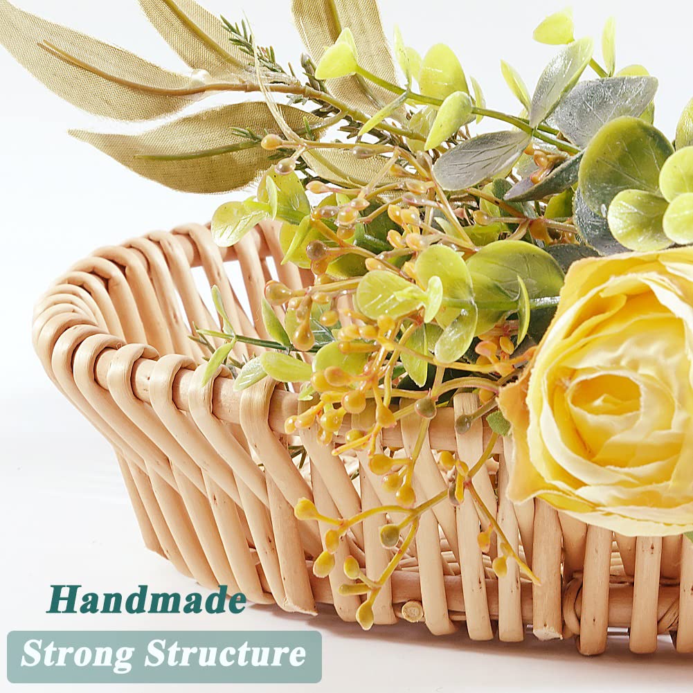 Handmade Natural Wicker Bread Basket - 13.8 Inch Woven Fruit Serving Basket for Kitchen Counter, Dining Table & Bathroom Storage | Perfect for Bread Display, Fruit Bowls & Home Decor Organization