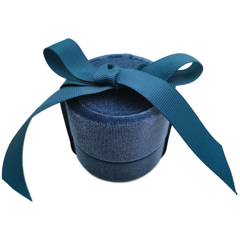 Velvet Ring Box - Elegant Wedding Jewelry Holder for Proposal & Engagement - Blue